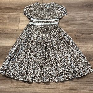 Luli & Me Girl 6 Brown Mulberry Smocked Pleated Dress